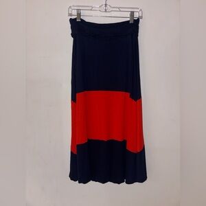 GAP Navy & Red Colorblock Midi Skirt Size M